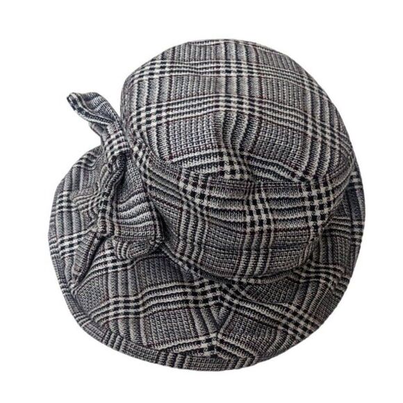 Lawrence Foster Womens Plaid Sun Hat W/ Bow‎ Fashion Church England The Diana